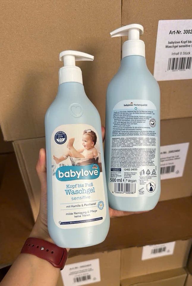 Sữa Tắm Gội Toàn Thân BabyLove Đức Dịu Nhẹ Cho Bé Từ Sơ Sinh - Gel Chăm Sóc Da An Toàn, Dung Tích 500ml